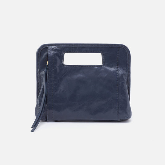 HOBO Customer Favorite - Ace Clutch In Polished Leather - Blue Stone