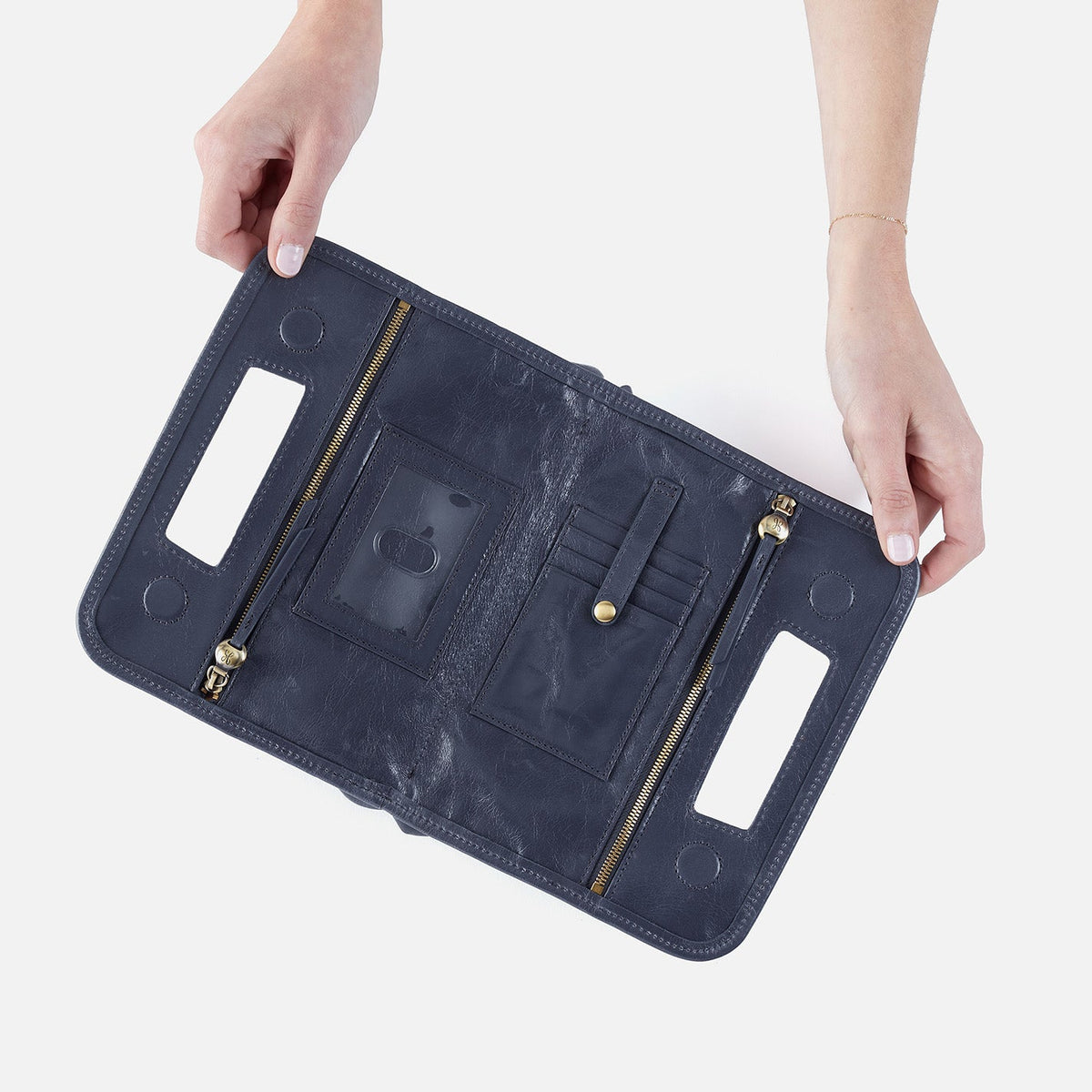 HOBO Customer Favorite - Ace Clutch In Polished Leather - Blue Stone