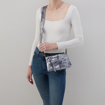 HOBO Premium - Darcy Crossbody In Metallic Leather - Blue Pewter