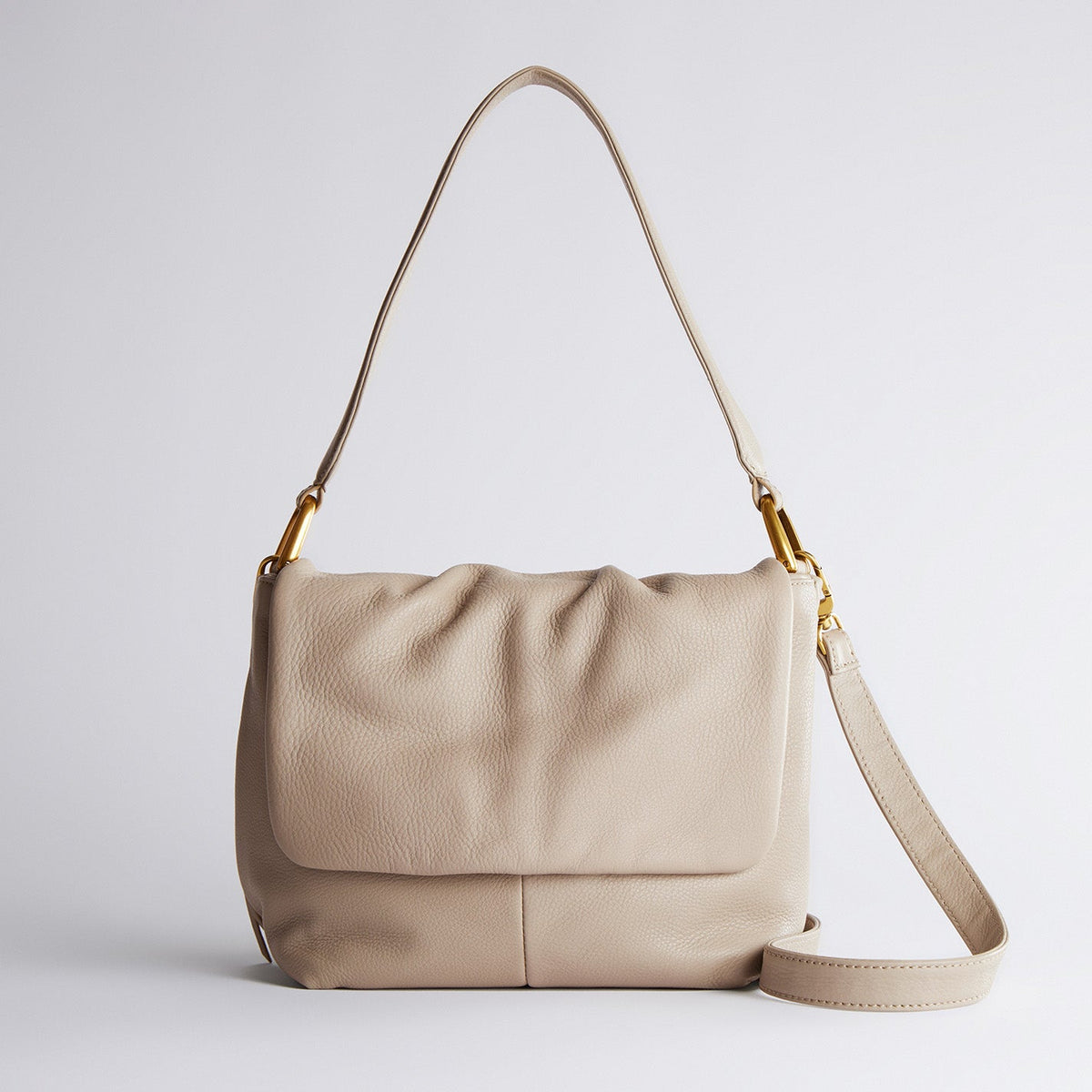 HOBO New - Harley Convertible Shoulder Bag In Pebbled Leather - Taupe