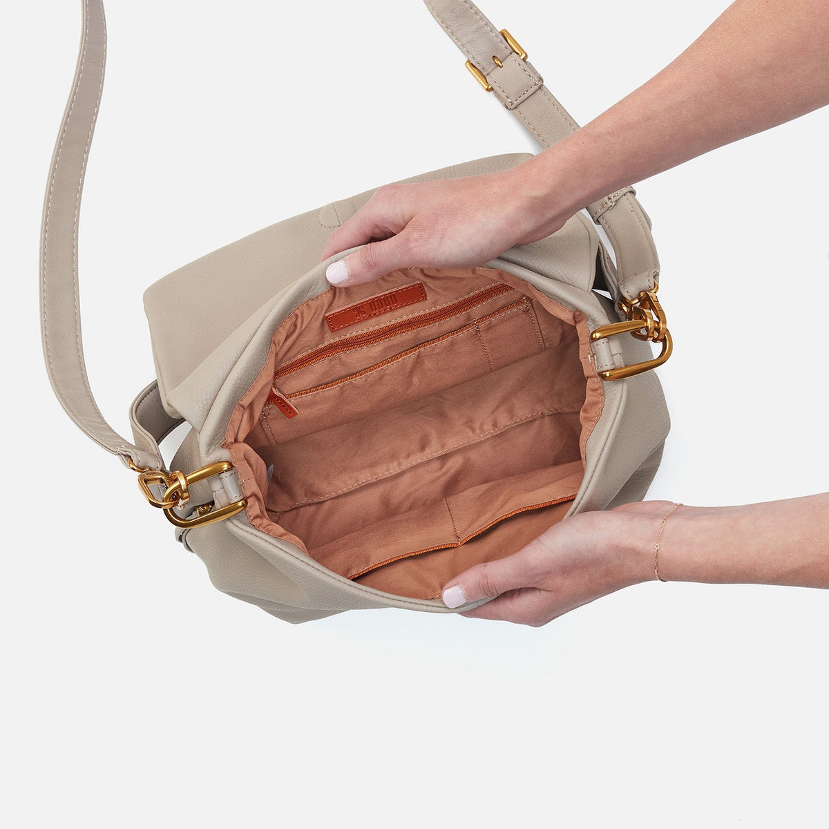 HOBO New - Harley Convertible Shoulder Bag In Pebbled Leather - Taupe