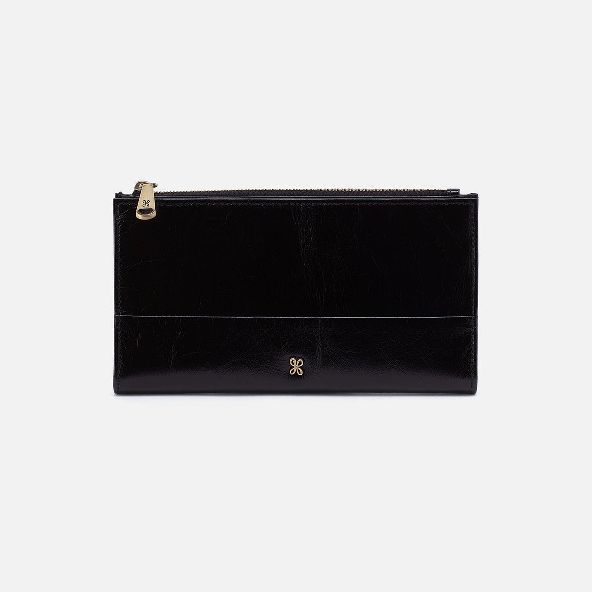 HOBO Discount - Jill Large Bifold Wallet In Polished Leather - Black