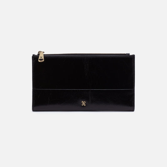 HOBO Discount - Jill Large Bifold Wallet In Polished Leather - Black