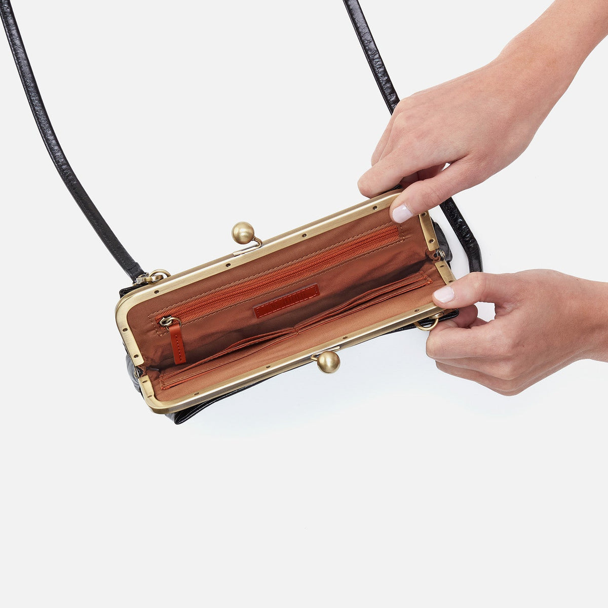 HOBO Customer Favorite - Lauren Frame Crossbody In Polished Leather - Black