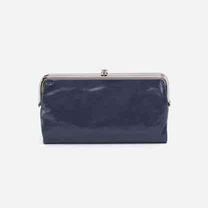 HOBO Latest - Lauren Clutch-Wallet In Polished Leather - Blue Stone
