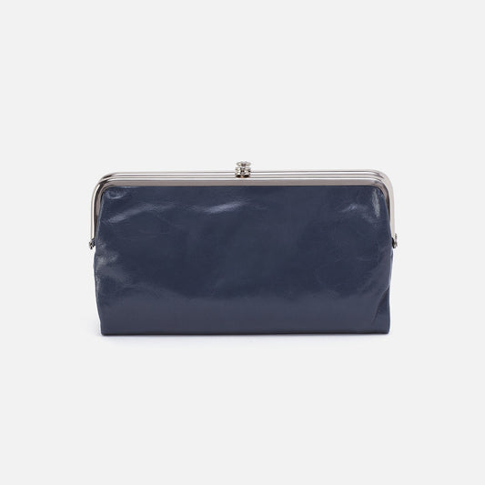 HOBO Latest - Lauren Clutch-Wallet In Polished Leather - Blue Stone