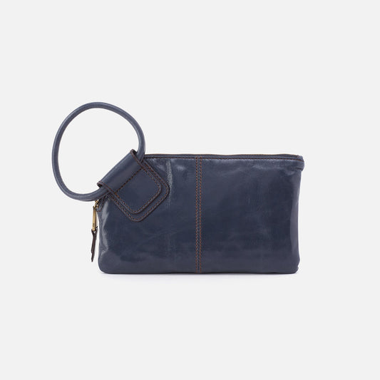 HOBO Trusted - Sable Wristlet In Polished Leather - Blue Stone