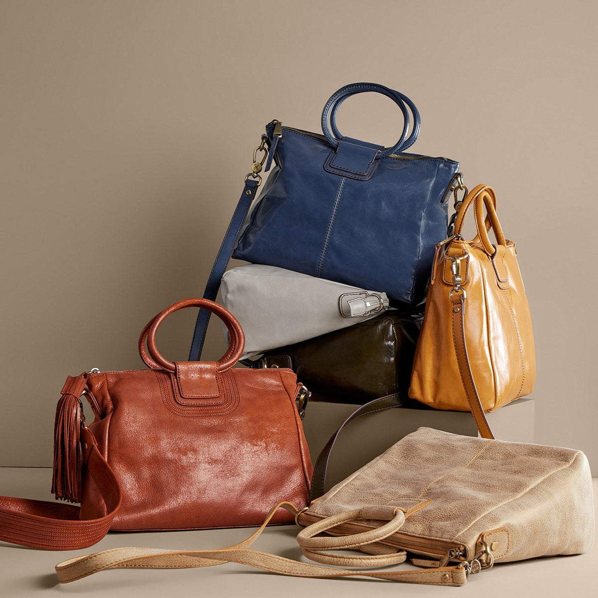 HOBO Customer Favorite - Sheila Medium Satchel In Polished Leather - Blue Stone