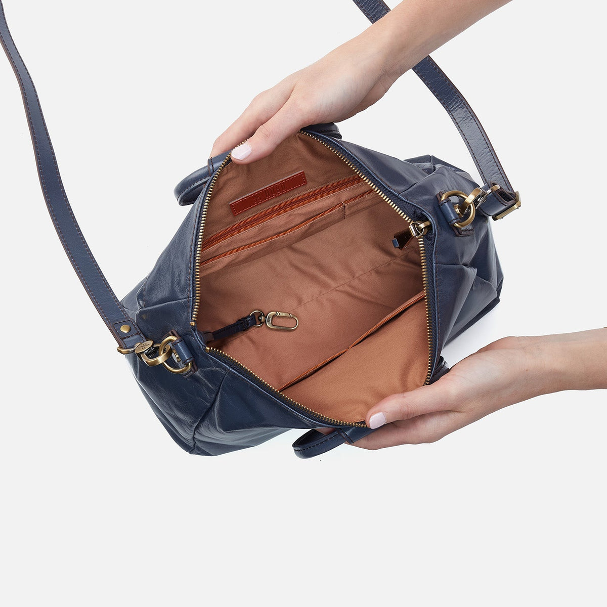 HOBO Customer Favorite - Sheila Medium Satchel In Polished Leather - Blue Stone