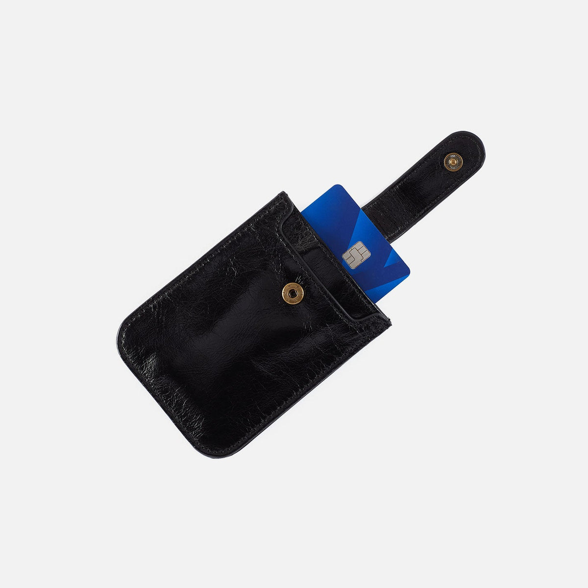 HOBO Value - Dunn Card Case In Polished Leather - Black