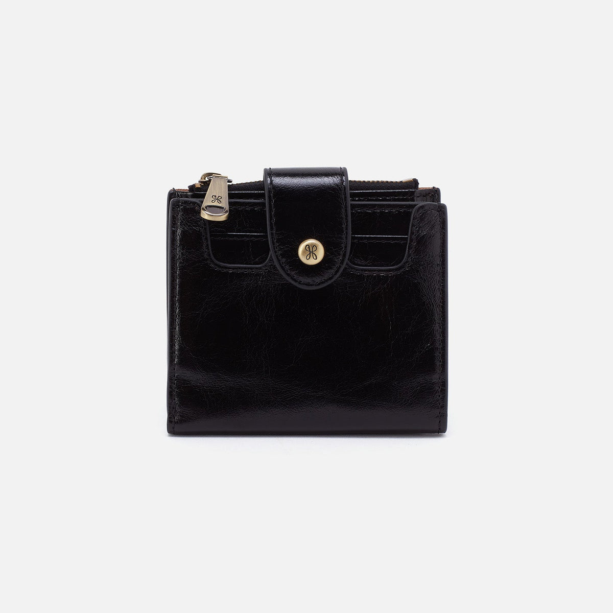 HOBO New - Dunn Mini Wallet In Polished Leather - Black
