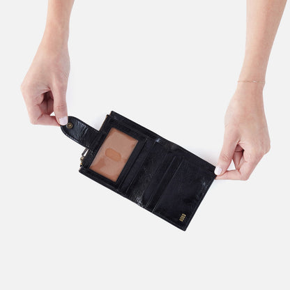 HOBO New - Dunn Mini Wallet In Polished Leather - Black