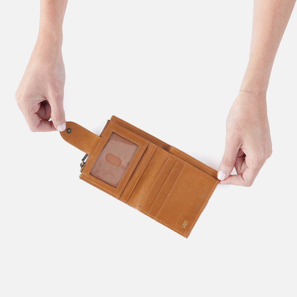 HOBO Everyday - Dunn Mini Wallet In Polished Leather - Natural