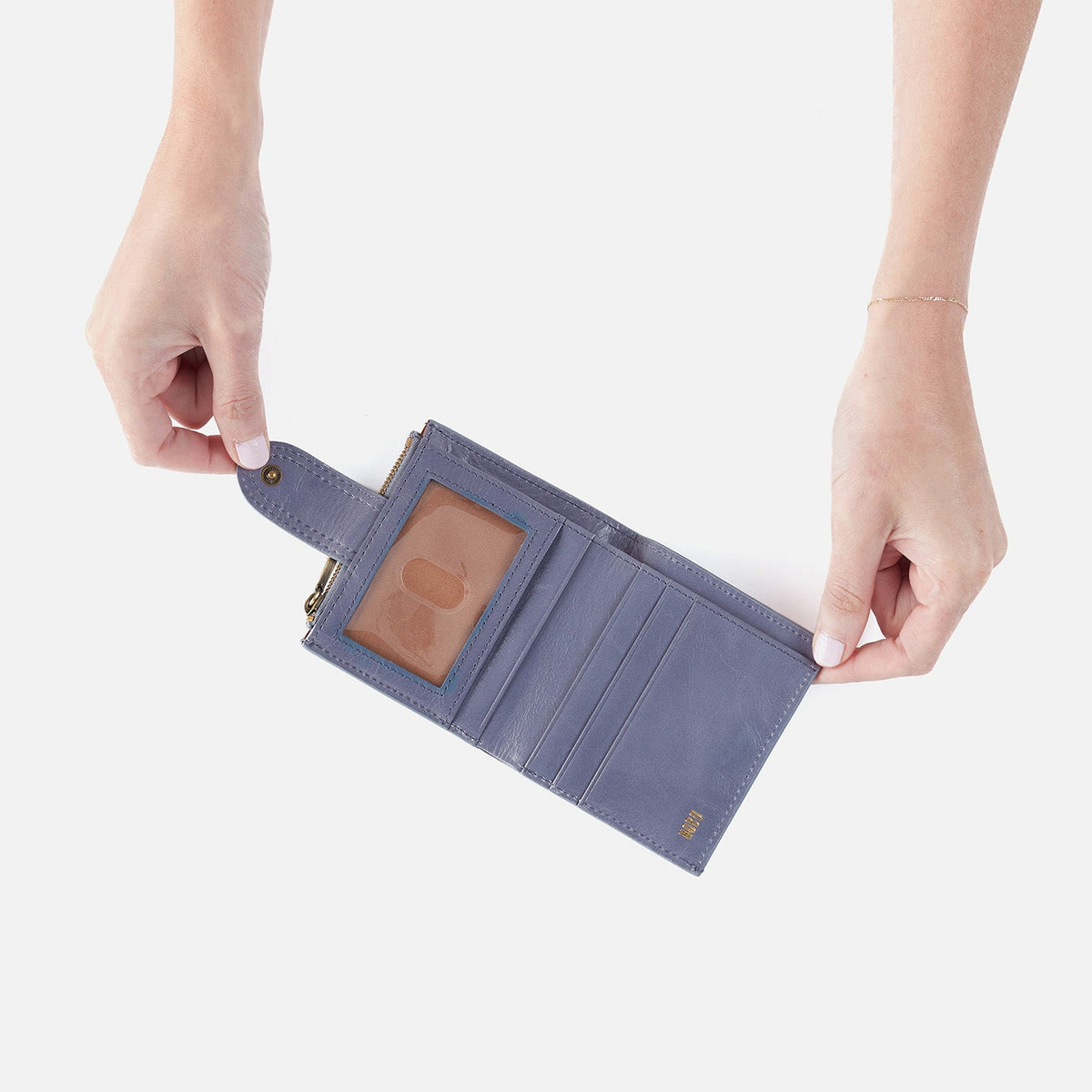 HOBO Popular - Dunn Mini Wallet In Polished Leather - Sky Blue