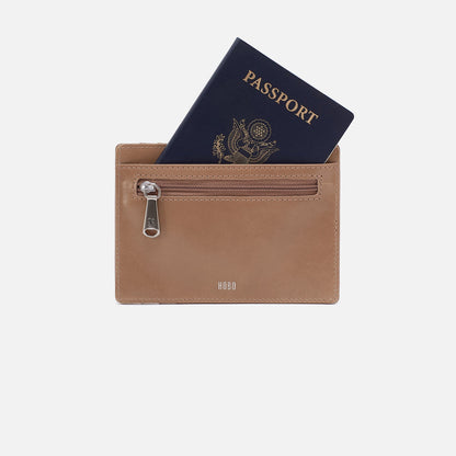 HOBO Essential - Euro Slide Card Case In Polished Leather - Cashmere