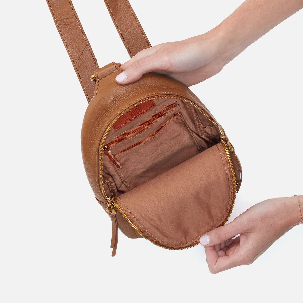HOBO Sale - Fern Sling In Pebbled Leather - Warm Honey Pixel Studded