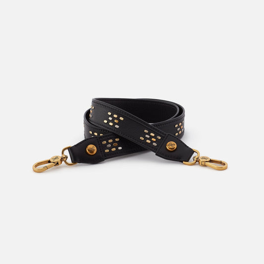 HOBO Featured - Flat Stud Guitar Strap In Polished Leather - Black