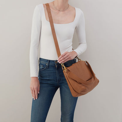 HOBO Trusted - Harley Convertible Shoulder Bag in Pebbled Leather - Warm Honey