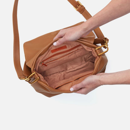 HOBO Trusted - Harley Convertible Shoulder Bag in Pebbled Leather - Warm Honey