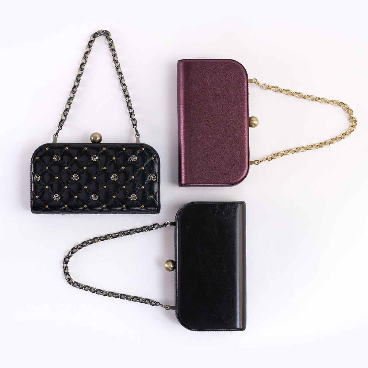 HOBO Premium - Lauren Minaudiere In Polished Leather - Black