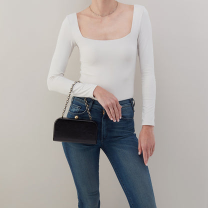 HOBO Premium - Lauren Minaudiere In Polished Leather - Black