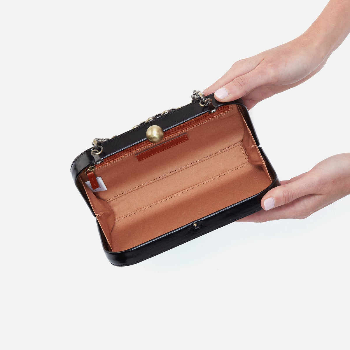 HOBO Premium - Lauren Minaudiere In Polished Leather - Black