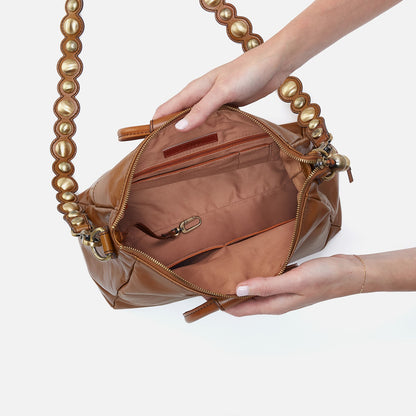 HOBO Deals - Sheila Medium Satchel In Polished Leather - Truffle With Studs