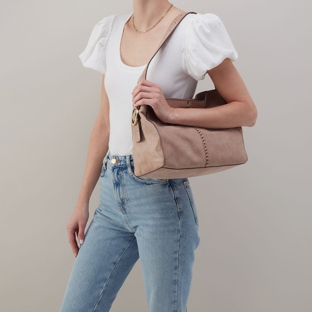 HOBO Smart Buy - Render Shoulder Bag In Buffed Leather - Hazel