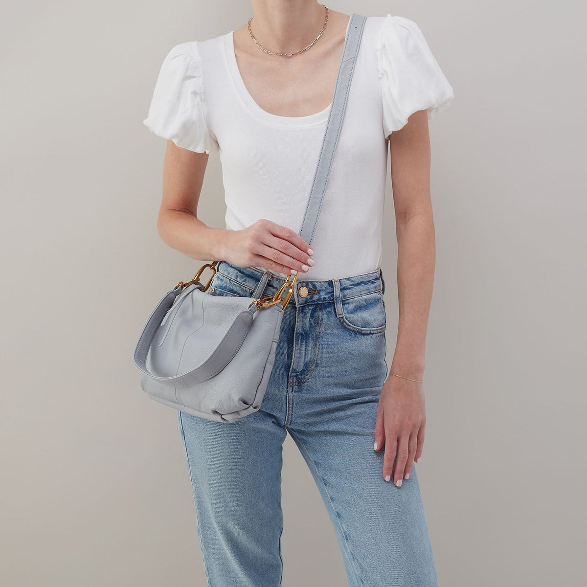 HOBO Discount - Advance Shoulder Bag In Pebbled Leather - Blue Pearl