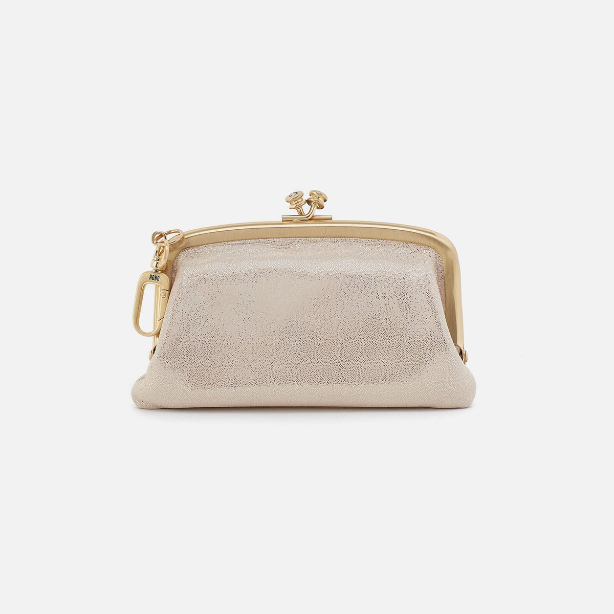 HOBO Trusted - Cheer Frame Pouch In Metallic Leather - Sand Shimmer