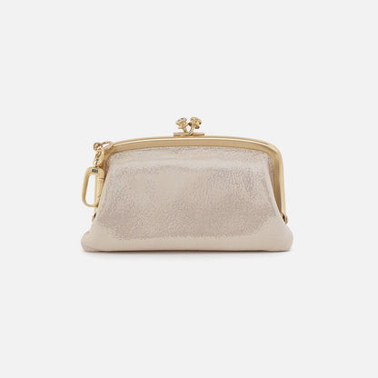 HOBO Trusted - Cheer Frame Pouch In Metallic Leather - Sand Shimmer