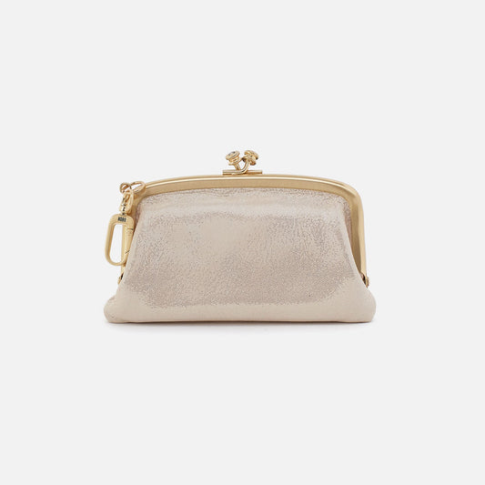 HOBO Trusted - Cheer Frame Pouch In Metallic Leather - Sand Shimmer