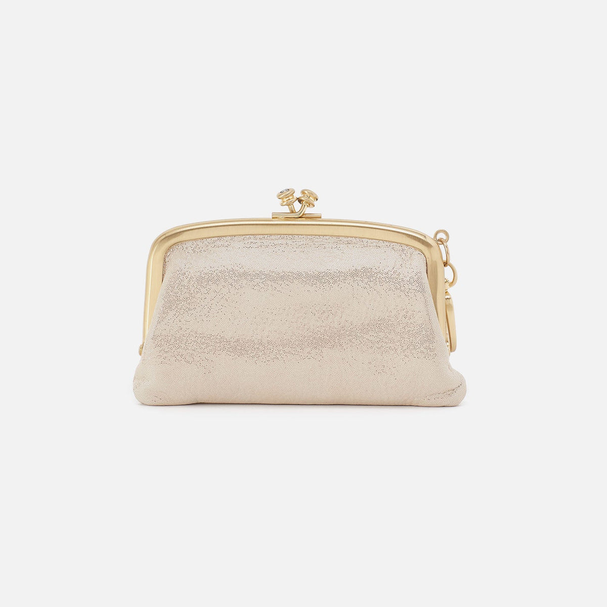 HOBO Trusted - Cheer Frame Pouch In Metallic Leather - Sand Shimmer
