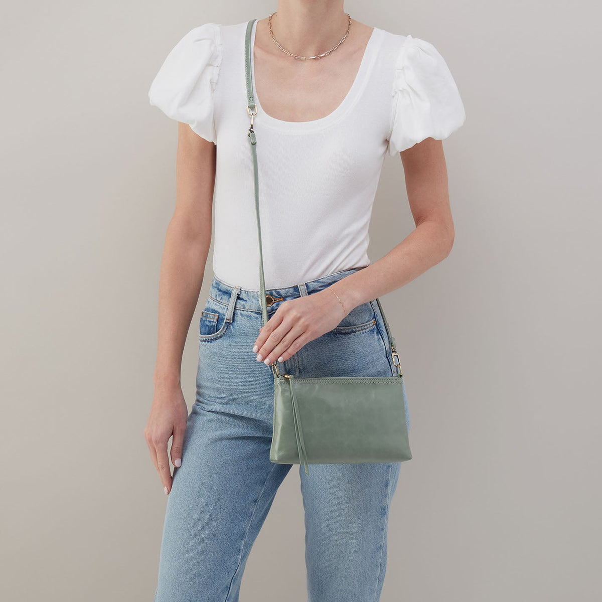 HOBO Sale - Darcy Crossbody In Polished Leather - Jade