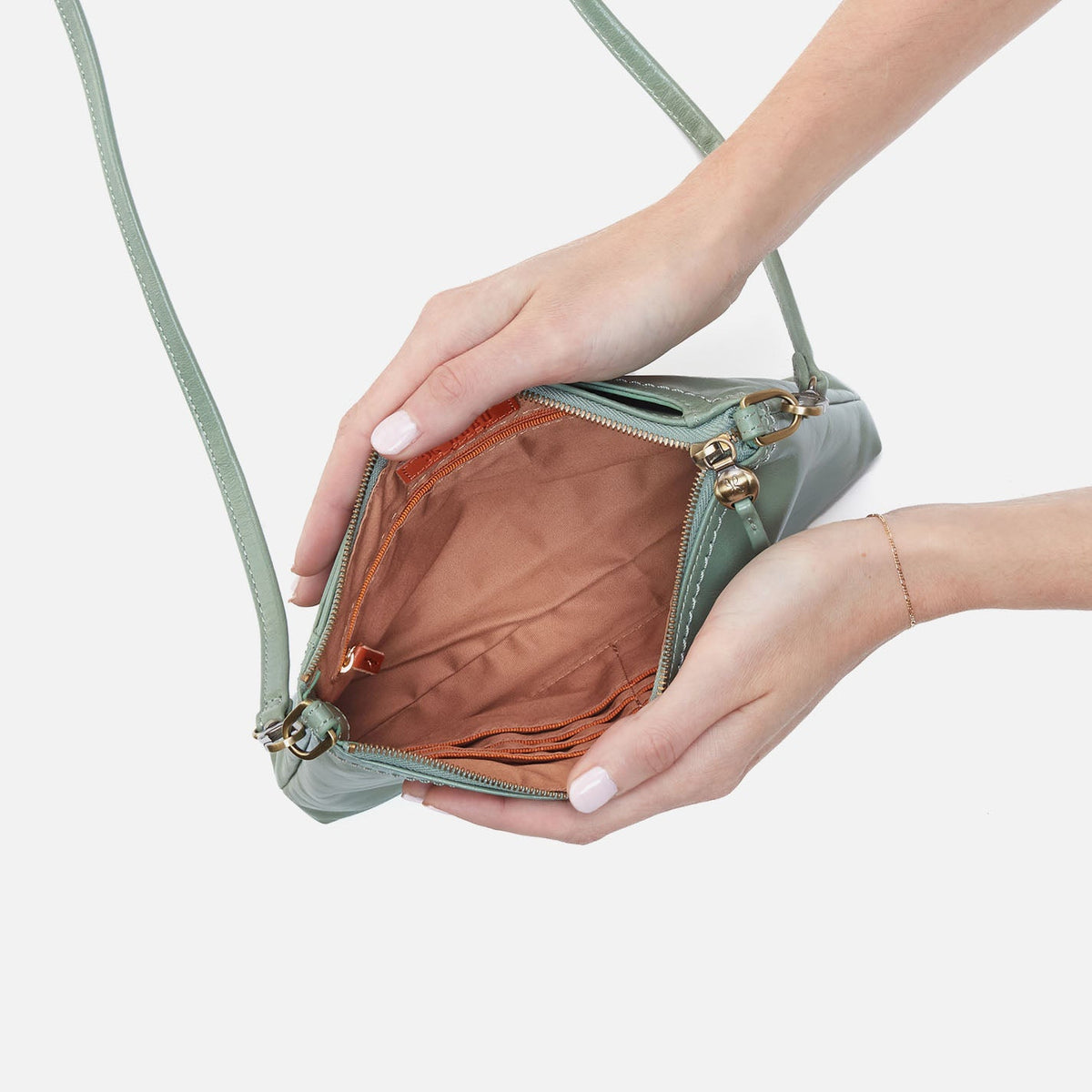 HOBO Sale - Darcy Crossbody In Polished Leather - Jade