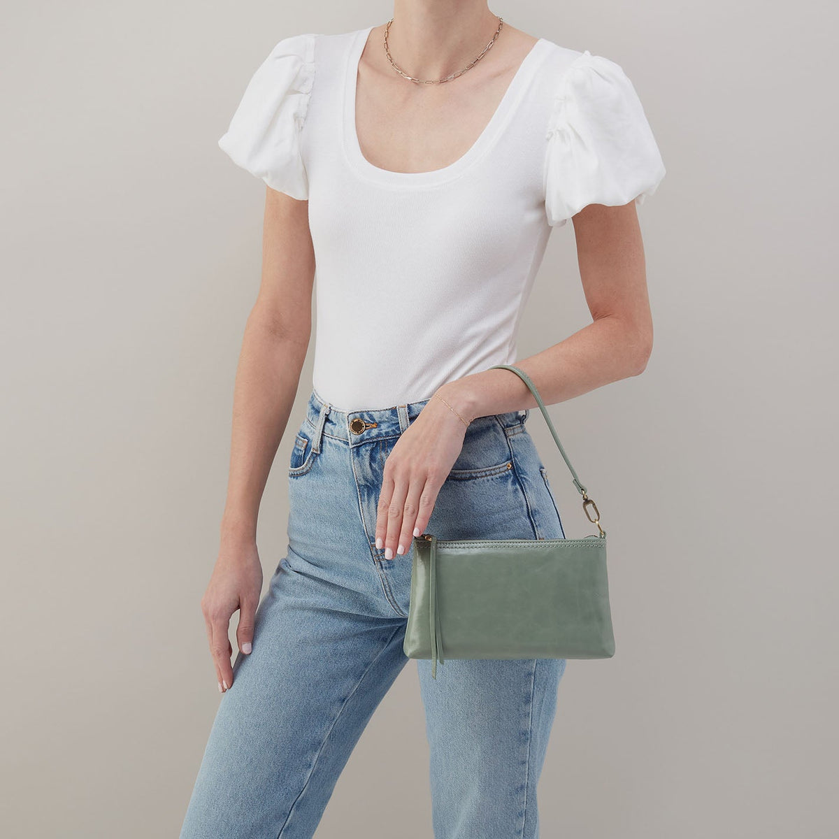 HOBO Sale - Darcy Crossbody In Polished Leather - Jade
