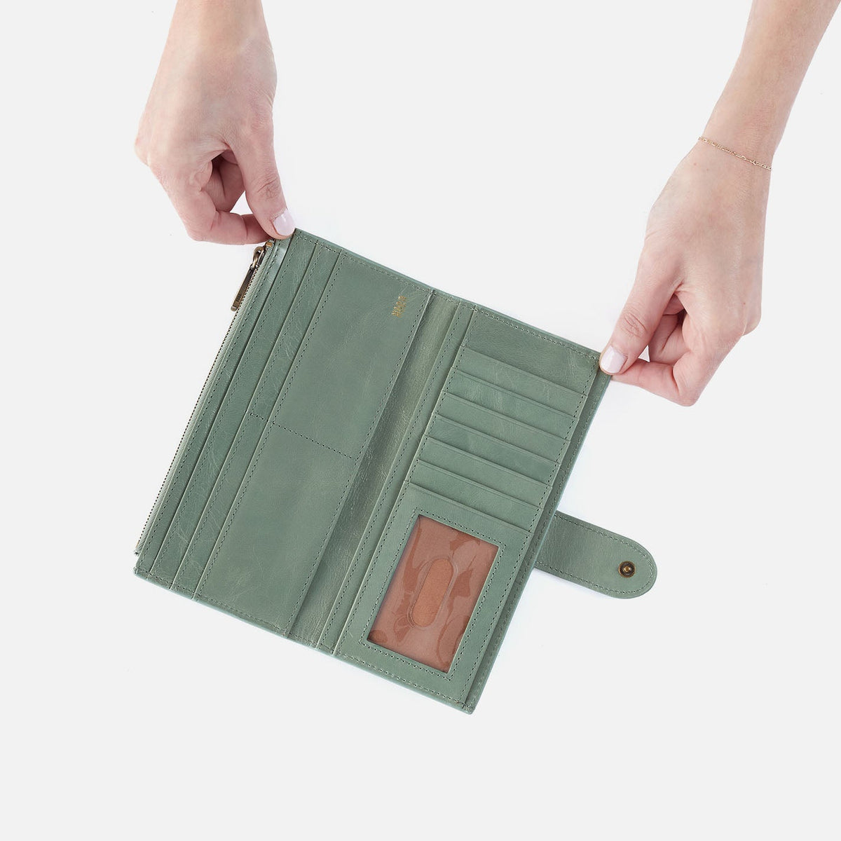 HOBO Value - Dunn Continental Wallet In Polished Leather - Jade