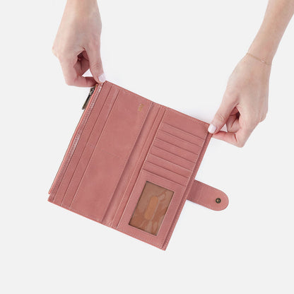 HOBO Hot Sale - Dunn Continental Wallet In Polished Leather - Rose