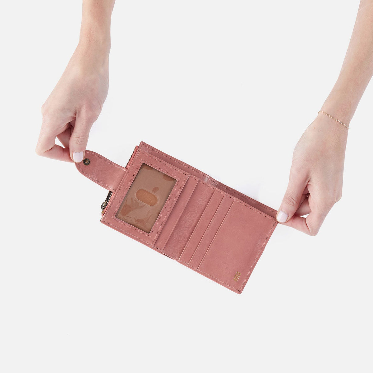 HOBO Trusted - Dunn Mini Wallet In Polished Leather - Rose
