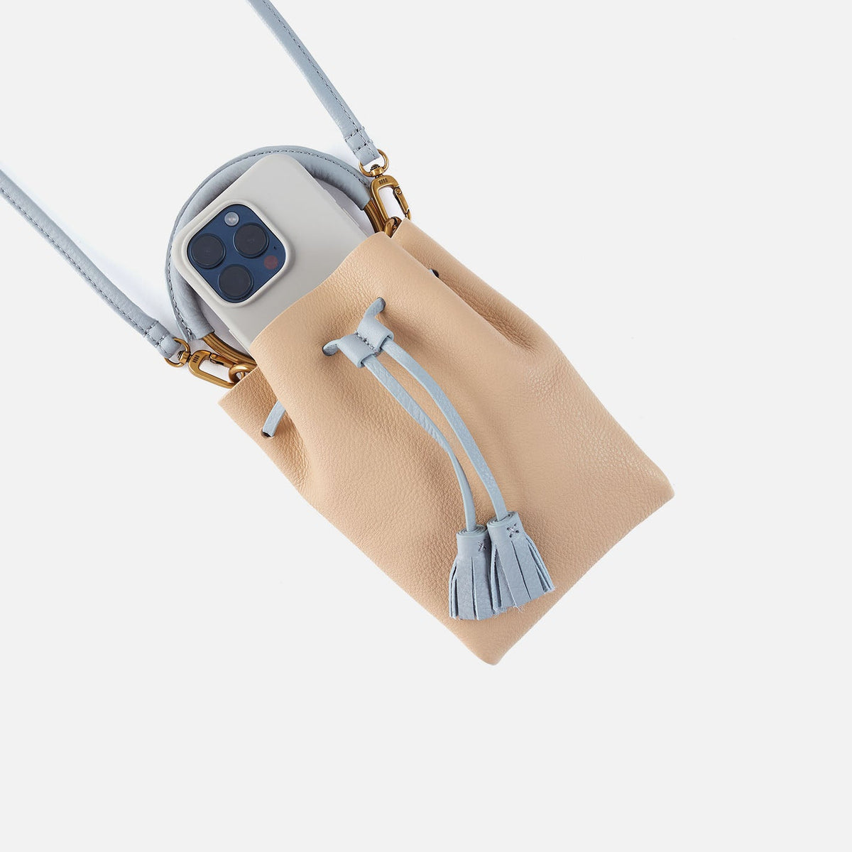 HOBO Premium - Eden Phone Crossbody In Pebbled Leather - Linen