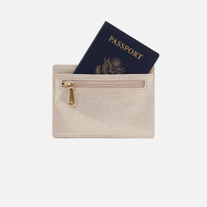 HOBO Classic - Euro Slide Card Case In Metallic Leather - Sand Shimmer