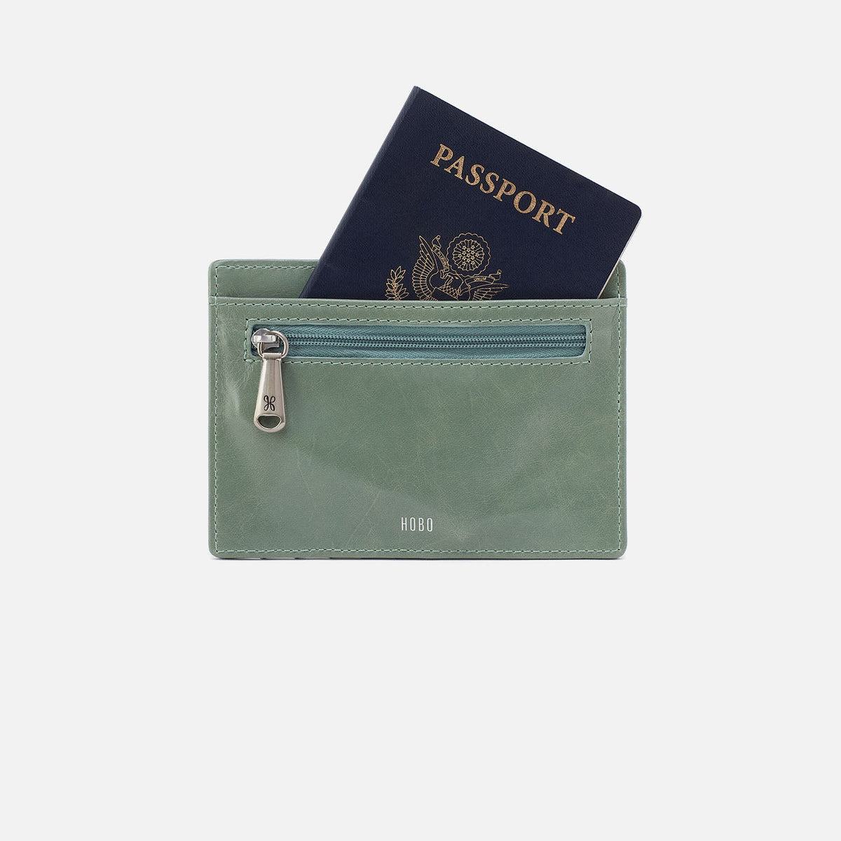 HOBO Trending - Euro Slide Card Case In Polished Leather - Jade