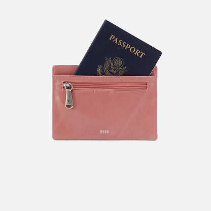 HOBO Smart Buy - Euro Slide Card Case In Polished Leather - Rose
