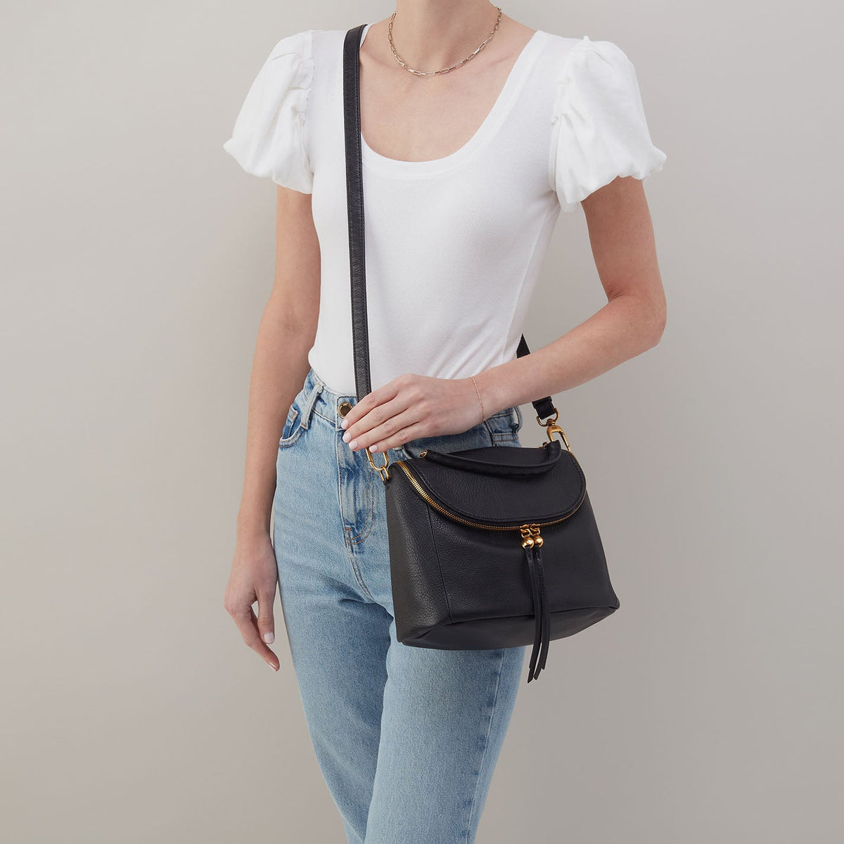 HOBO Exclusive - Fern Top Handle Satchel In Pebbled Leather - Black