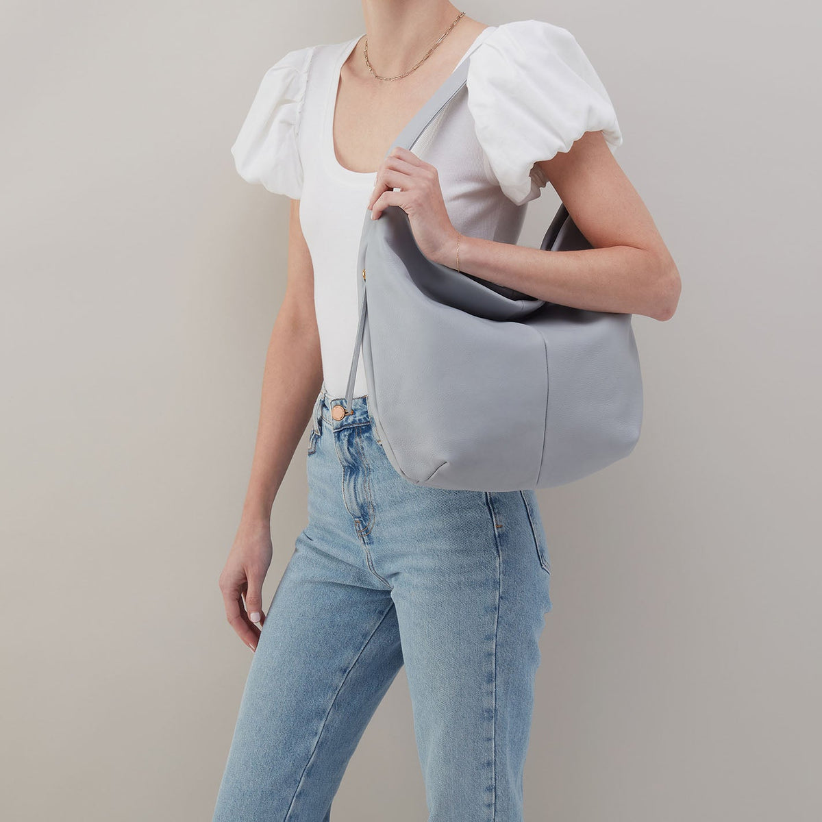 HOBO Quality - Harley Hobo In Pebbled Leather - Blue Pearl