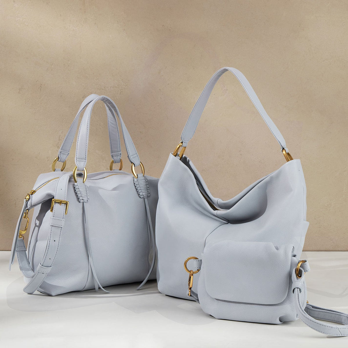 HOBO Best Price - Harley Satchel In Pebbled Leather - Blue Pearl