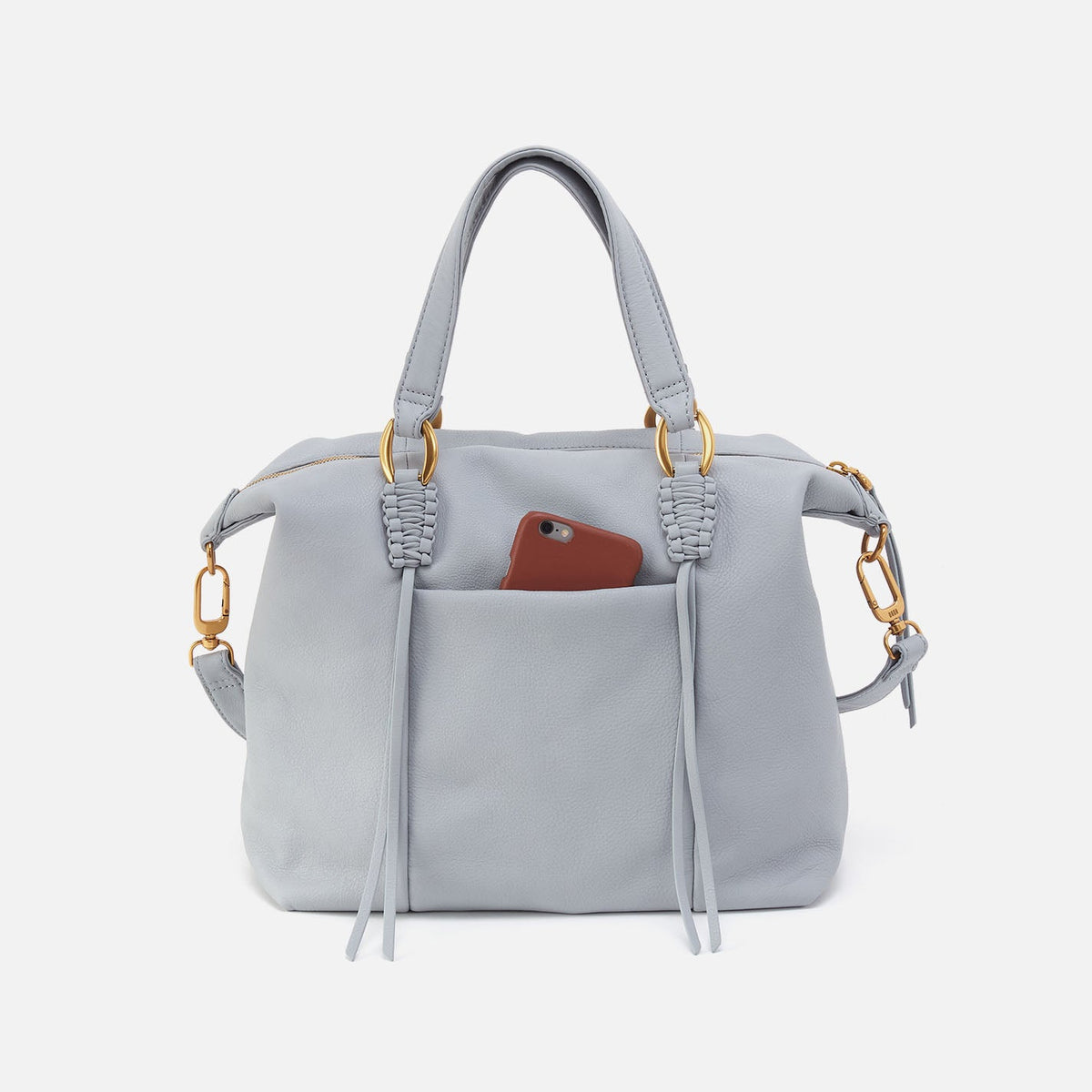HOBO Best Price - Harley Satchel In Pebbled Leather - Blue Pearl