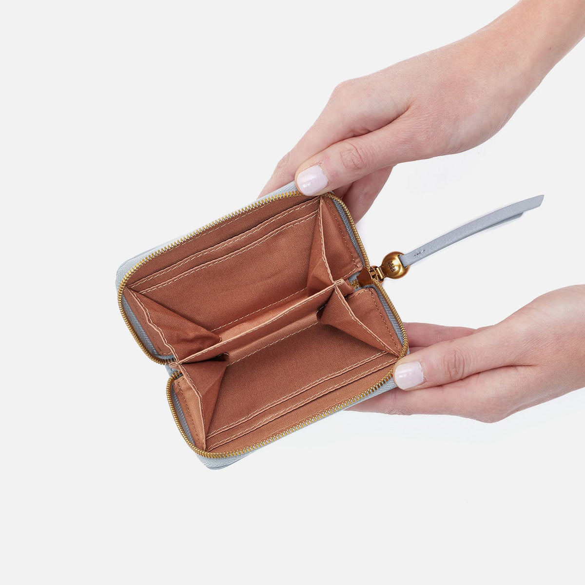 HOBO Recommended - Hart Card Case In Pebbled Leather - Blue Pearl