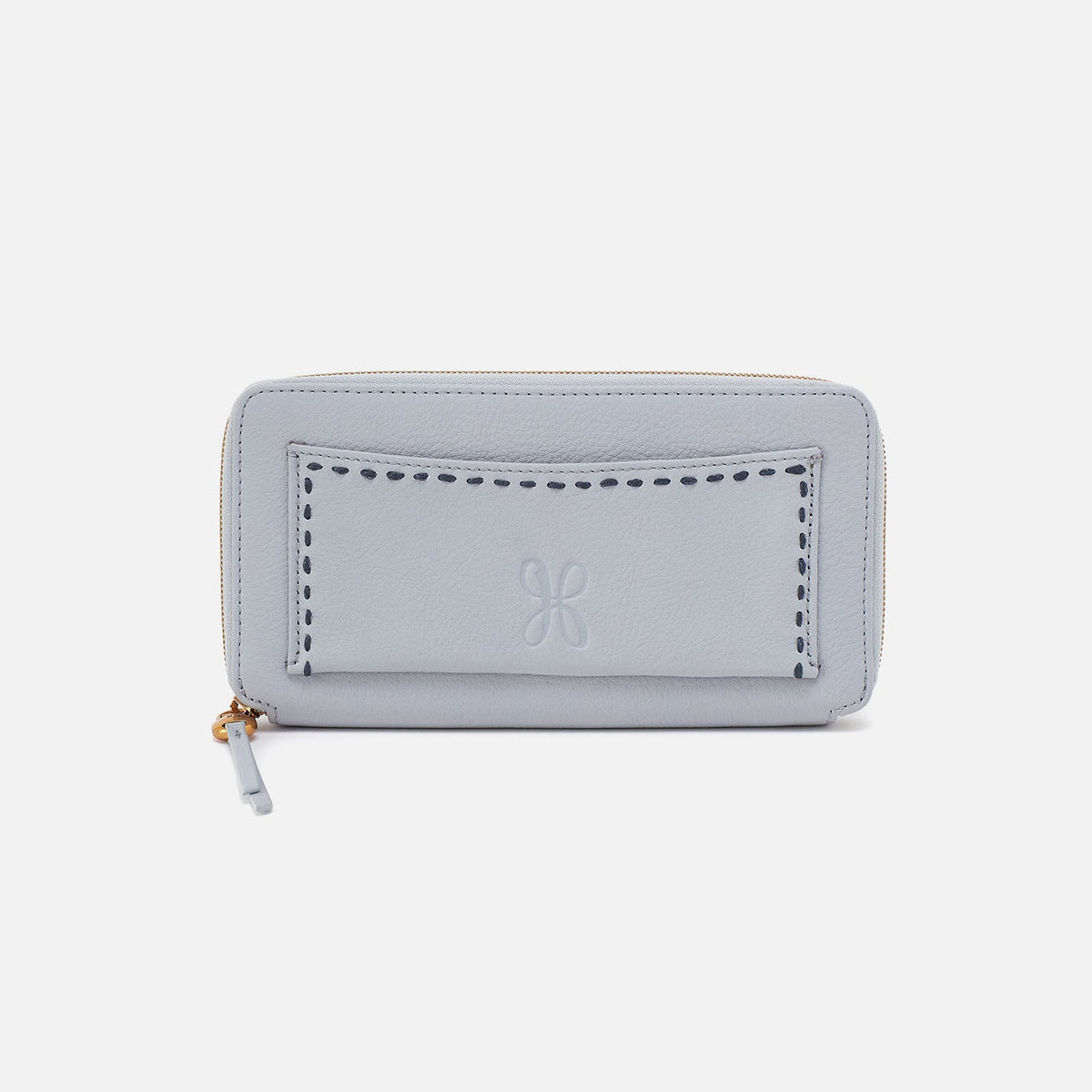 HOBO Great Value - Hart Large Wallet In Pebbled Leather - Blue Pearl