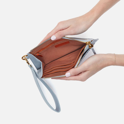 HOBO Sale - Hart Wristlet In Pebbled Leather - Blue Pearl